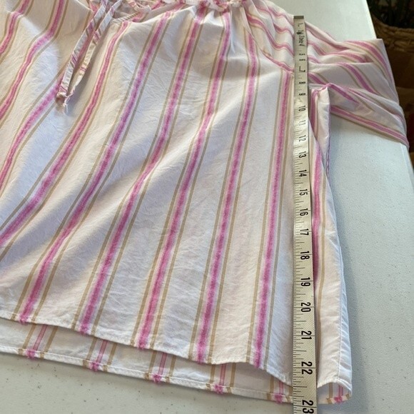 J Crew Tie Front Ruffle Neck Stripe Blouse Top V-Neck Long Sleeve Popover Cotton - Picture 13 of 16